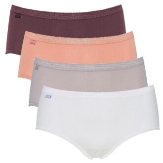 Sloggi 4 stuks Basic Plus Midi Color Versch.kleure/Patroon,Blauw,Lila,Geel,Roze,Grijs,Rood,Wit - 38,40,42,44,46,48,50