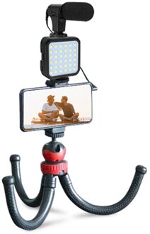 Slr Telefoon Vlog Statief Shoe Telefoon Houder Microfoon Kit, Led Licht Invullen, real-Time Video Afstandsbediening Professionele Versie