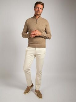 Slub Yarn Half Zip Trui Beige - 3XL,XL,XXL