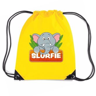 Slurfie de Olifant trekkoord rugzak / gymtas geel voor kinderen - Gymtasje - zwemtasje