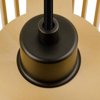 SLV hanglamp Wud, hout licht, Ø 25 cm, hout hout licht, zwart