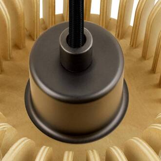 SLV hanglamp Wud, hout licht, Ø 38 cm, hout hout licht, zwart