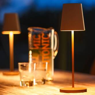 SLV LED oplaadbare lamp Vinolina Two, roestkleurig, aluminium, Ø 11 cm