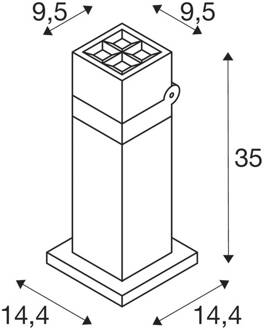SLV LED sokkellamp S-Cube 35, antraciet, aluminium, hoogte 35 cm