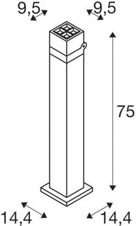 SLV LED tuinpadverlichting S-Cube 75, antraciet, aluminium, hoogte 75 cm