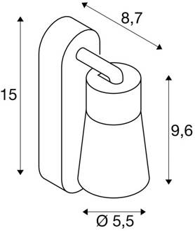 SLV wandlamp Puri 2.0 Cone, grijs, breedte 15 cm, metaal