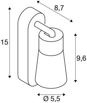 SLV wandlamp Puri 2.0 Cone, zwart/goudkleurig, 15 cm
