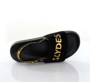 Slydes Coin Slip On Back Strap Flip Flop Sliders Sandalen SS20 Zwart Goud