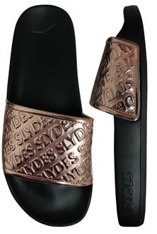 Slydes Sky Slide Dames Slip On Flip Flop Slippers Sandalen SS20 W Zwart Roségoud