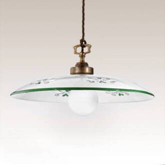 Smaakvolle hanglamp Bassano groen Wit, messing