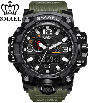 SMAEL Brand Men Sports Watches Dual Display Analog Digital LED Electronic Quartz Wristwatches Waterproof Swimming Military Watch