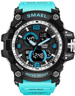 SMAEL Luxe Dual Display Horloges Mannen Sport multifunctionele Waterdichte LED Elektronische Digitale Horloge Alarm Week Datum Relogio lucht blauw