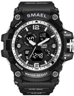 SMAEL Luxe Dual Display Horloges Mannen Sport multifunctionele Waterdichte LED Elektronische Digitale Horloge Alarm Week Datum Relogio zwart