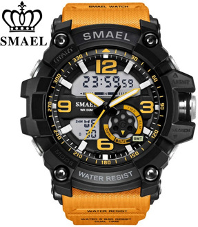 SMAEL Men Military Watch 50m Waterproof Wristwatch LED Quartz Clock Male relogios masculino 1617 Digital Sports Watches Men's
