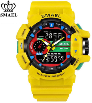 SMAEL Men Sports Watch Military Watches LED Quartz Dual Display Waterproof Outdoor Sport Men's Wristwatches Relogio Masculino