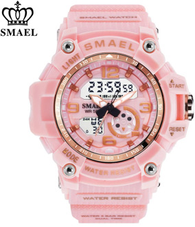SMAEL Women Sport Digital Watch Electronic Quartz Dual Core Display LED Waterproof Watches Casual Student WristWatch Girl Clock