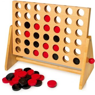 Small Foot Extra grote vier op en rij spel van hout 37 cm Multi