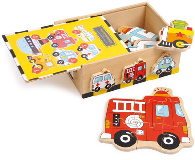 Small Foot Houten Puzzel Box Voertuigen 27-delig