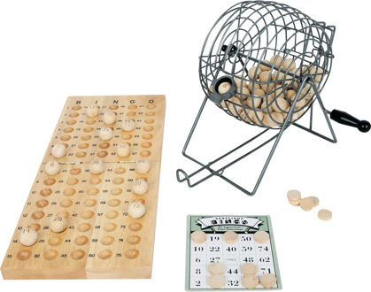Small Foot Luxe bingo spel - complete set - nummers 1-75 metaal/hout - met molen en bingokaarten