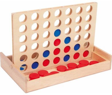 Small Foot Vier op een rij - reisspel - hout - 24 x 16 cm