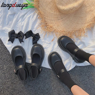 Small leather shoes women 2020 autumn models Mary Jane shoes women's Japanese high heels retro platform shoes women
