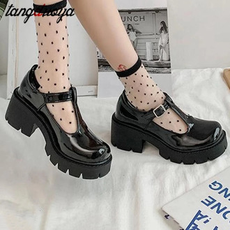 Small leather shoes women 2020 spring models Mary Jane shoes women's Japanese high heels retro platform shoes women