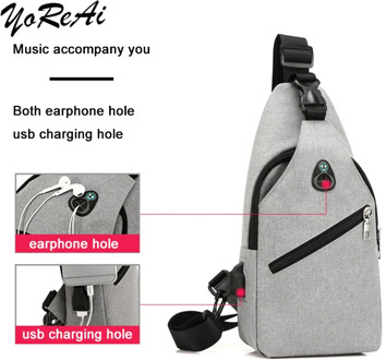 Small Young Boys Men Use Charging Chest Bags Large Capacity Sling Pack for Teenagers Shoulder Earphone Bag for Boy Chest Packs