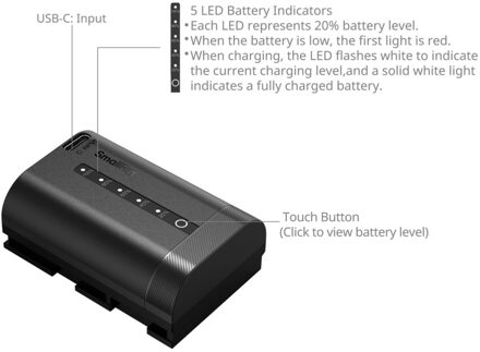 SmallRig 5298 USB-C Camera Battery With Power Display For Canon LP-E6P