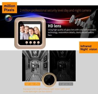 Smart 2.4 Inch IR Night Vision Video Security Camera Motion Detection Cat Eye Doorbell High Definition Screen Door Viewer