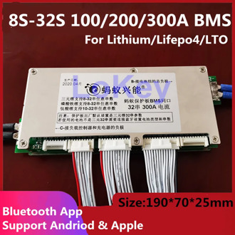 smart 32S BMS 96V 72V 100A 200A 320A lithium Lipo lifepo4 LTO battery protection board with Bluetooth APP and Screen