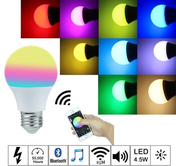 smart 4.5 W E27 RGBW led lamp Bluetooth 4.0 smart verlichting lamp kleurverandering dimbare AC85-265V voor home hotel
