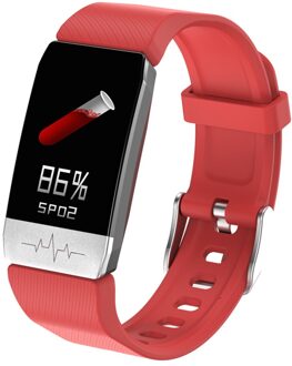 Smart Armband Lichaamstemperatuur Fitness Tracker Bloeddruk Waterdichte Sport Slimme Band Sport Mannen Vrouwen Band rood