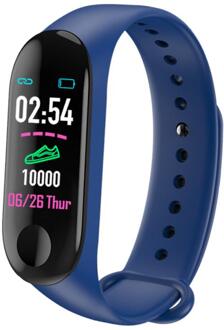 Smart Armband M3 Plus Bluetooth 4.0 Hartslag Bloeddruk Fitness Tracker Waterdicht Smart Band Horloge Stappenteller Blauw