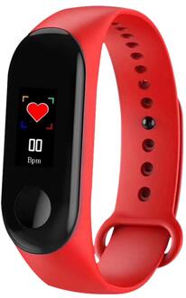 Smart Armband M3 Polsband Voor Iphone Met Hartslag Functie Waterdichte Touch Screen Bluetooth Controle Fitness Stappenteller rood