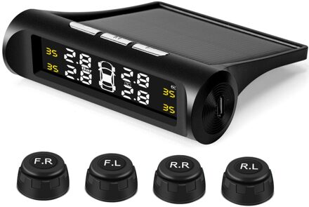 Smart Auto Tpms Bandenspanningscontrolesysteem Zonne-energie Digitale Tmps Lcd Display Usb Auto Beveiliging Alarm Bandenspanning Sensor dvd Upgraded