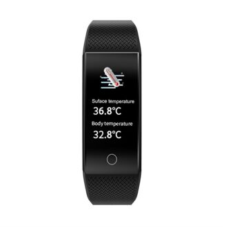 Smart Band Body Temperatuur Horloge Fitness Tracker Armband IP68 Waterdicht Anti-Verloren Voor Sport Stappenteller Armband Bloeddruk zwart