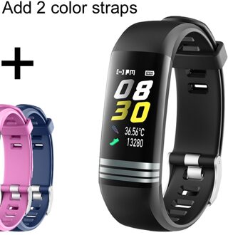 Smart Band Horloge Mannen Vrouwen Body Temperatuur Fitness Armband Stappenteller Bloeddruk Hartslagmeter Smart Armband G26T add 2 straps