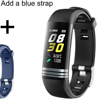 Smart Band Horloge Mannen Vrouwen Body Temperatuur Fitness Armband Stappenteller Bloeddruk Hartslagmeter Smart Armband G26T add blauw strap