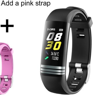 Smart Band Horloge Mannen Vrouwen Body Temperatuur Fitness Armband Stappenteller Bloeddruk Hartslagmeter Smart Armband G26T add roze strap