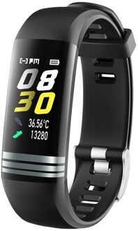 Smart Band Horloge Mannen Vrouwen Body Temperatuur Fitness Armband Stappenteller Bloeddruk Hartslagmeter Smart Armband G26T zwart