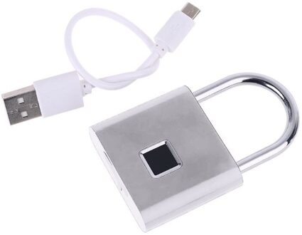 Smart Biometrische Vingerafdruk Hangslot Keyless Lade Slot Vingerafdruk Unlock Archiefkast Anti-Diefstal Lock Kinderen Veiligheid Zilver