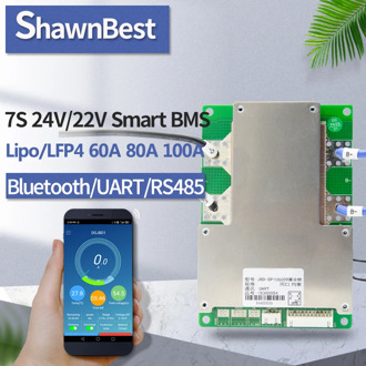 smart bluetooth 7s bms with balance 60a 80a 100a common port 24v lipo 22v lifepo4 Lithium Battery Protection Board pcm