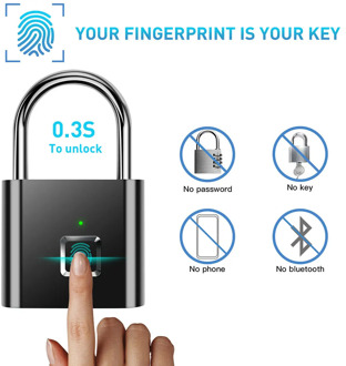 Smart Bluetooth Rechargeable Door Lock Fingerprint Lock Anti-Theft Keyless Security Padlock w/USB-Cable