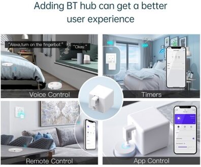 Smart Button Pusher Fingerbot No Wiring Compatible with Alexa Google Home Tuya BT Hub Remote Control Wireless Smart Light Switch Bot Timer Voice Control Automatic Controller with Gateway