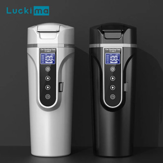 Smart Car Electric Heating Cup for Coffee Tea Milk 450ML Portable Auto Travelling Electric Water Kettle Cup BPA-Free LCD Display