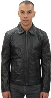Smart Classic Harrington leren herenjack-New York - maat XS Zwart