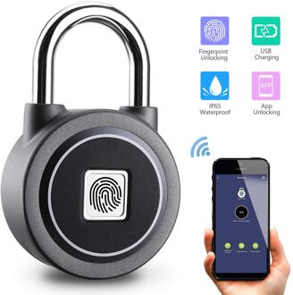Smart Digitale Biometrische Bluetooth Vingerafdruk Hangslot/Elektronische Vingerafdruk Deurslot grijs
