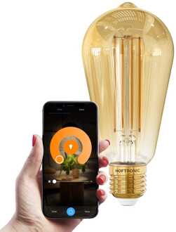 Smart E27 LED Filament Lamp - 7 Watt 806 lumen - ST64 Amberkleurig glas - 1800-3000K Dimbaar - Edison lamp