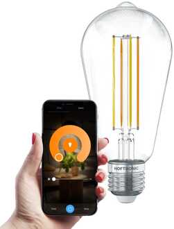 Smart E27 LED Filament Lamp - 7 Watt 806 lumen - ST64 Helder - 1800-3000K - Dimbaar - Edison lamp Transparant
