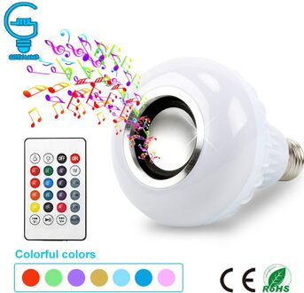 Smart E27 Rgb Bluetooth Speaker Led Lamp Licht 12W Muziek Dimbare Draadloze Led Lamp Met 24 Keys Remote controle